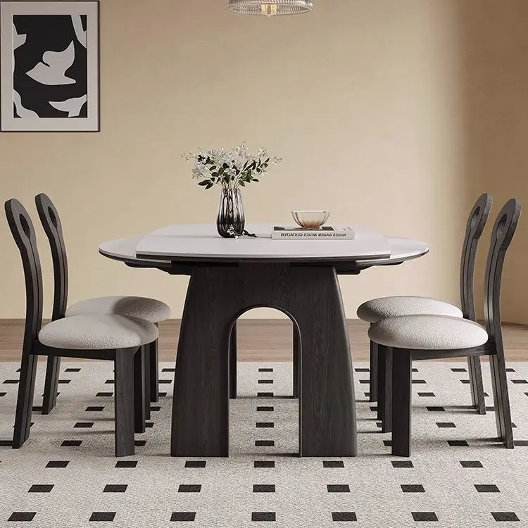 Round Wood Dining Set  Dinning Table Modern Kitchen Restaurant Furniture Stackable Storage Nordic Design