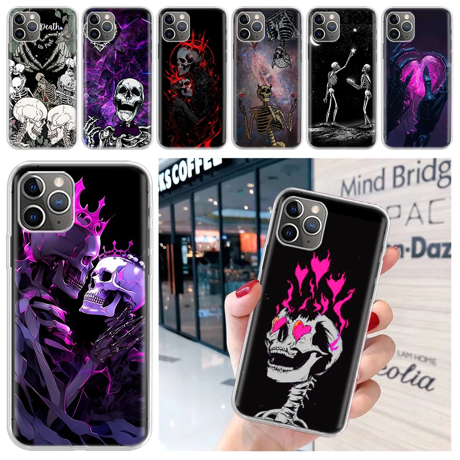 Anatomy Skeleton Heart Lovey Kiss Soft Phone Case for iPhone 16 15 14 Plus 13 12 Mini 11 Pro Max 7 + Apple XS X SE 2020 8 Print