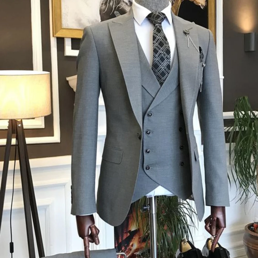 

Formal Suits 3 Piece For Men Single Breasted Peak Lapel Slim Fit Man Suit Wedding Groom Tuxedo Male Full Sets High Quality