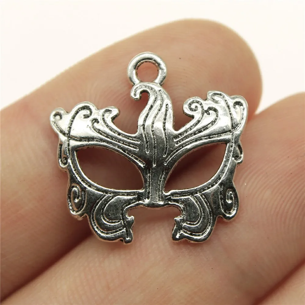 WYSIWYG 10pcs 21x22mm Masquerade Mask Charms Theatre Mask Charm Drama Mask Charm DIY For Jewelry Making