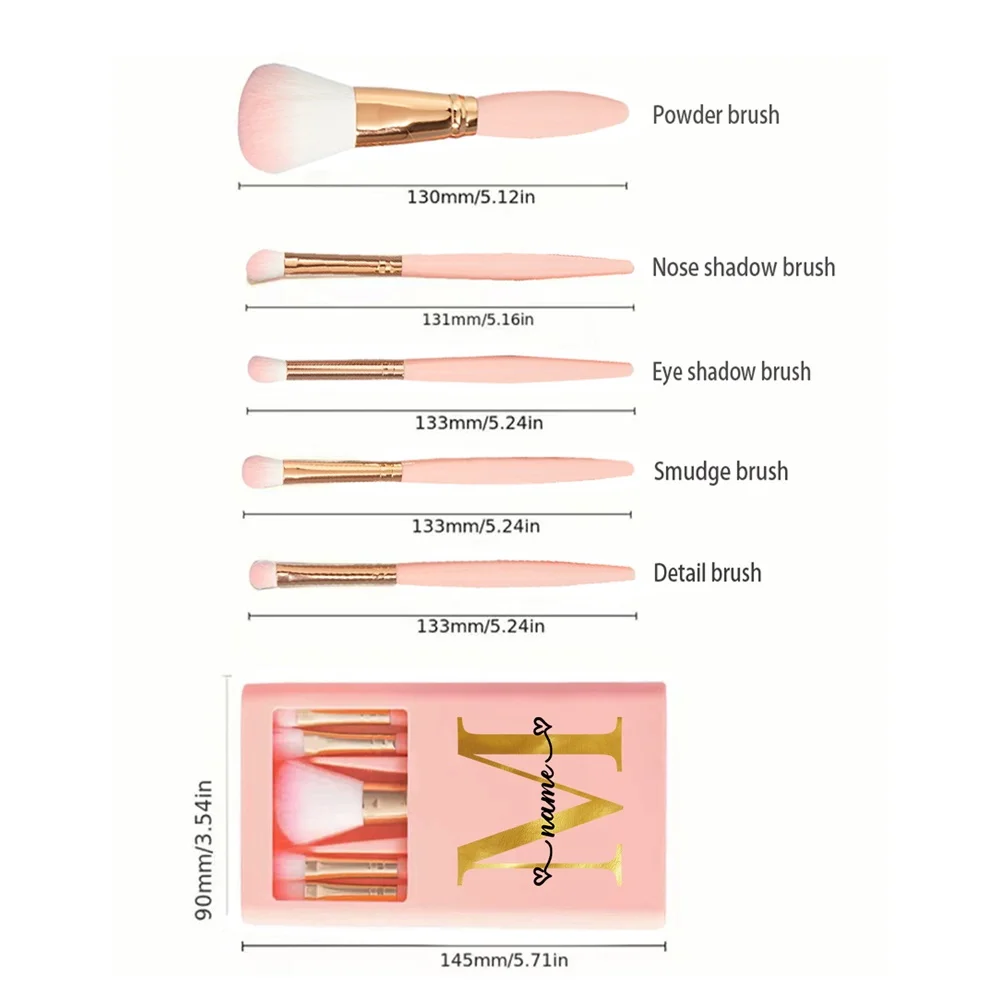 Nazwa własna 5 sztuk zestaw pędzli do makijażu z lustrzanym pudełkiem pędzel do cieni do powiek zestaw pędzli do pudru składany przenośny organizer przybory kosmetyczne