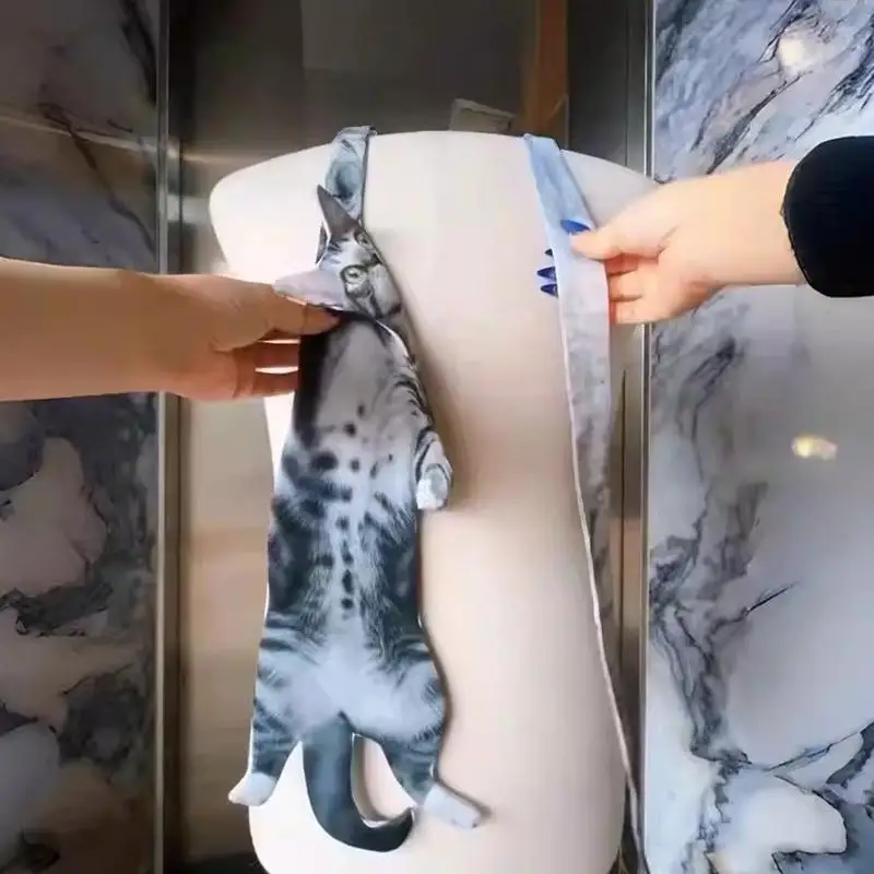 HOT 3D Cat Cat-shaped Unisex's Tie Creative Animal Pattern Kitten Necktie Satin Fabric Lifelike Neck Tie For Wedding Party