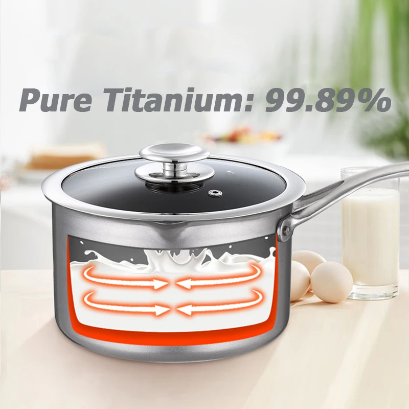 Ti-Yi Titanium 18cm 2.5L Saucepan/Milkpot Oil Pot Small Saucepan For Boiling Butter Melting with Lid – Sauce/Cooking Pot for Gas