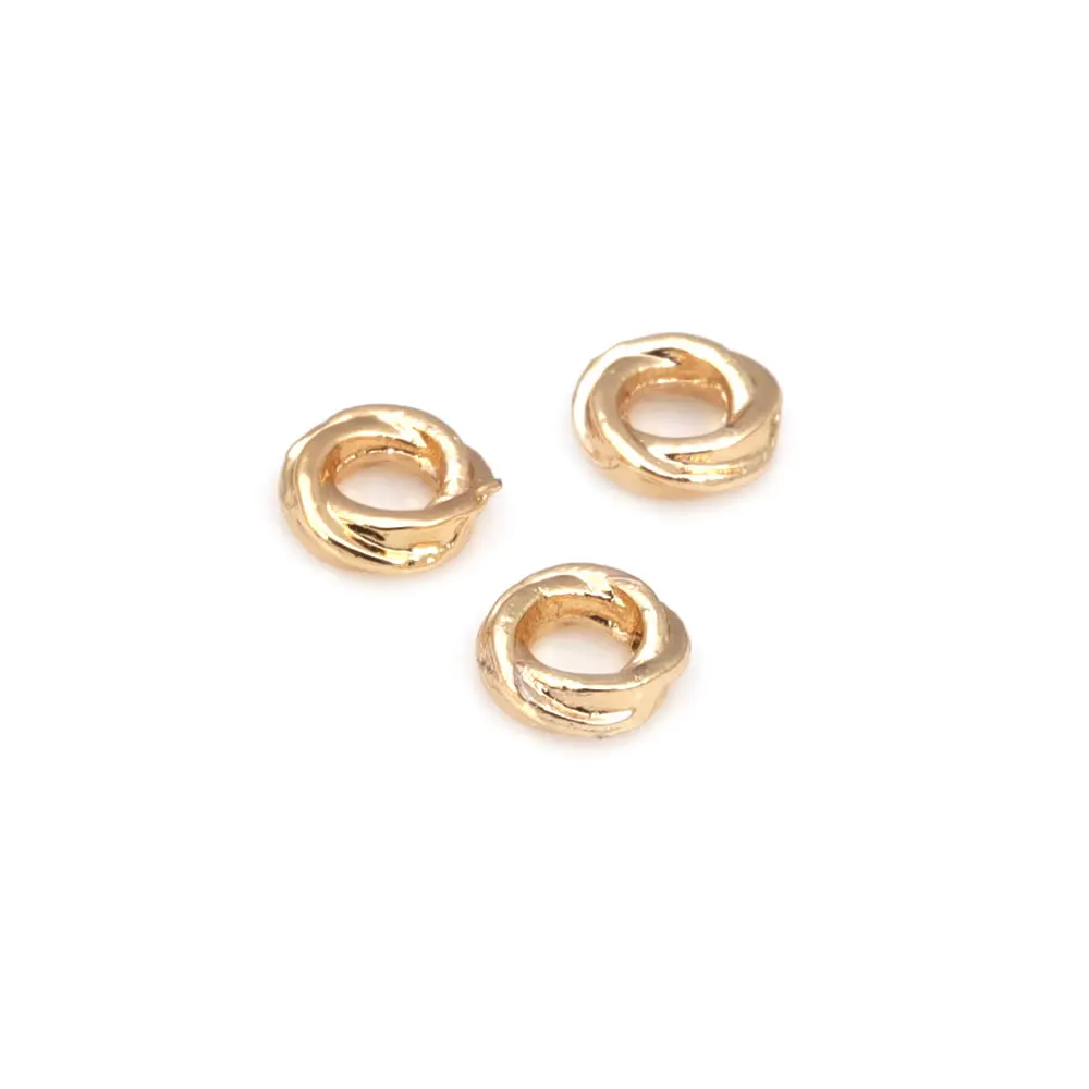 50PCS 4MM 6MM 18K Gold Color Brass Round Twist Circle Bracelets Spacer Beads Jewelry Making Supplies Diy Findings Accessories