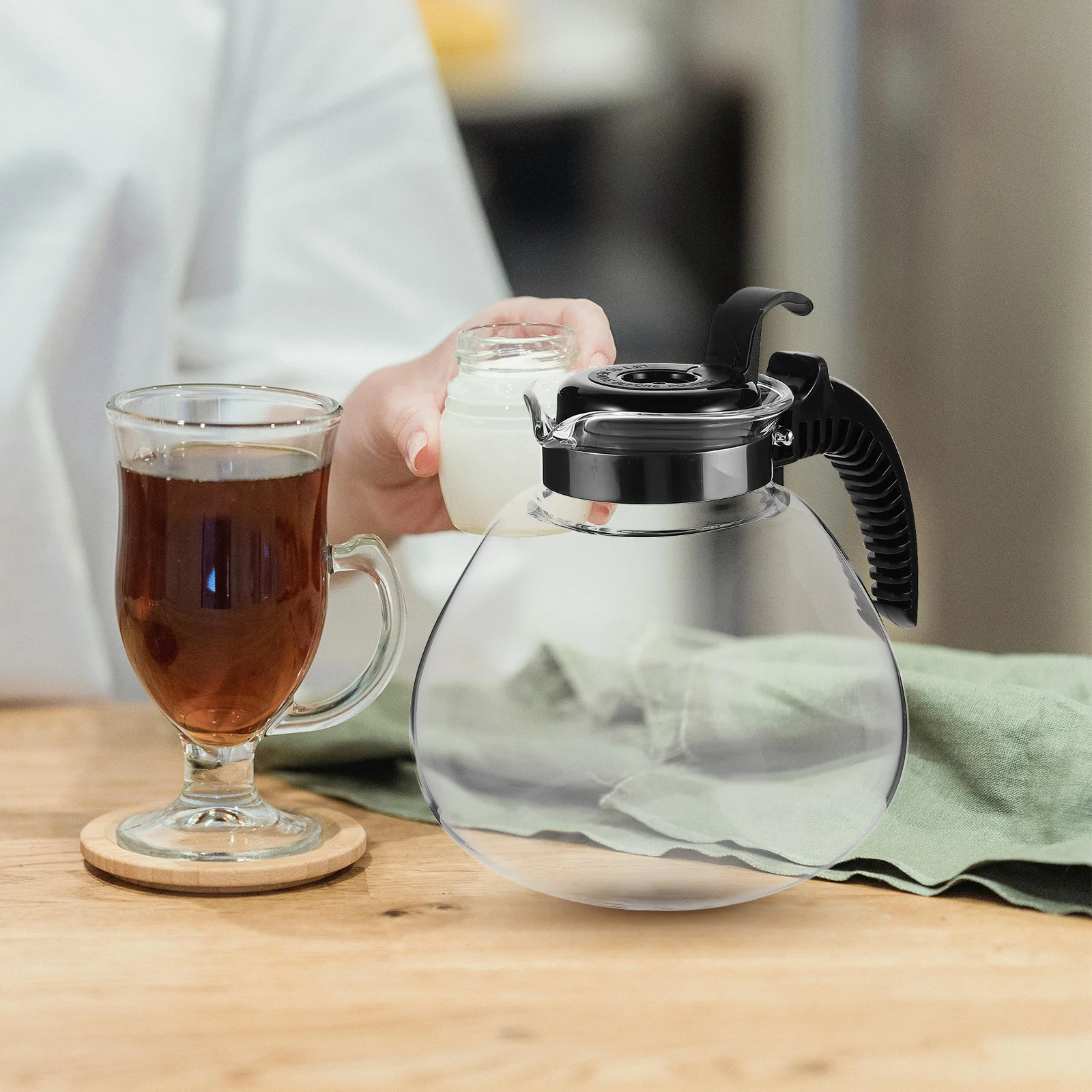 

Glass Coffee Percolator Pot Heat Resistant Handle Stove Top Brewing Coffee Tea Multifunctional Drip Filter Kitchen Decor