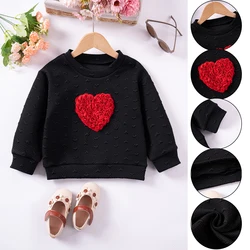 0-6Y Girls Sweater Spring/autumn Love Rose Children's Clothes Flowers Round Neck Long-sleeved Top Full Print Breathable