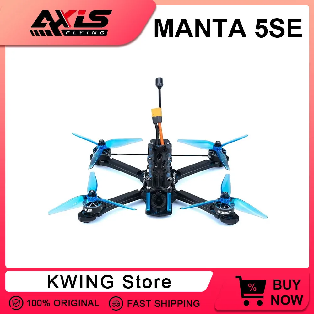 

Axisflying Manta 5 SE FPV Drone Kit Squashed-X Frame Analog 1.6W VTX With AE2207-1960KV Motor GPS -6S For FPV Racing Drone