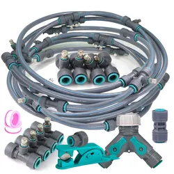 Garden 3/8”PE Hose 0.3mm Metal Nozzle Spray System for Outdoor Courtyard Plants Atomization Watering Misting Cooling Dedusting