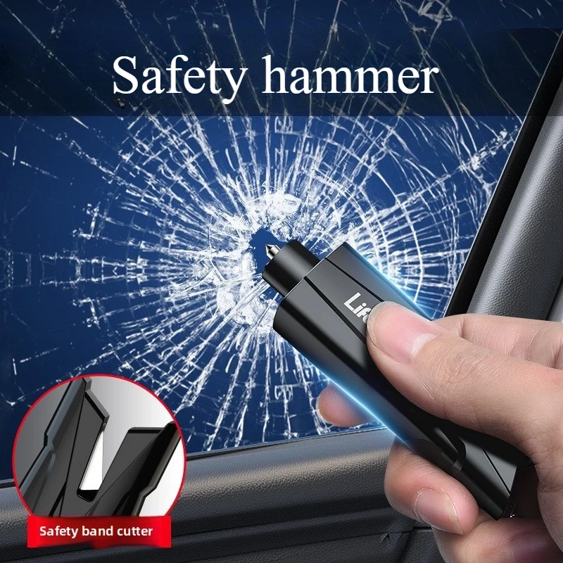 

2pcs Car Safety Hammer Emergency Glass Breaker Seat Belt Cutter High Hardness Tungsten Steel 2 in 1 Rescue Tool Auto Accessories