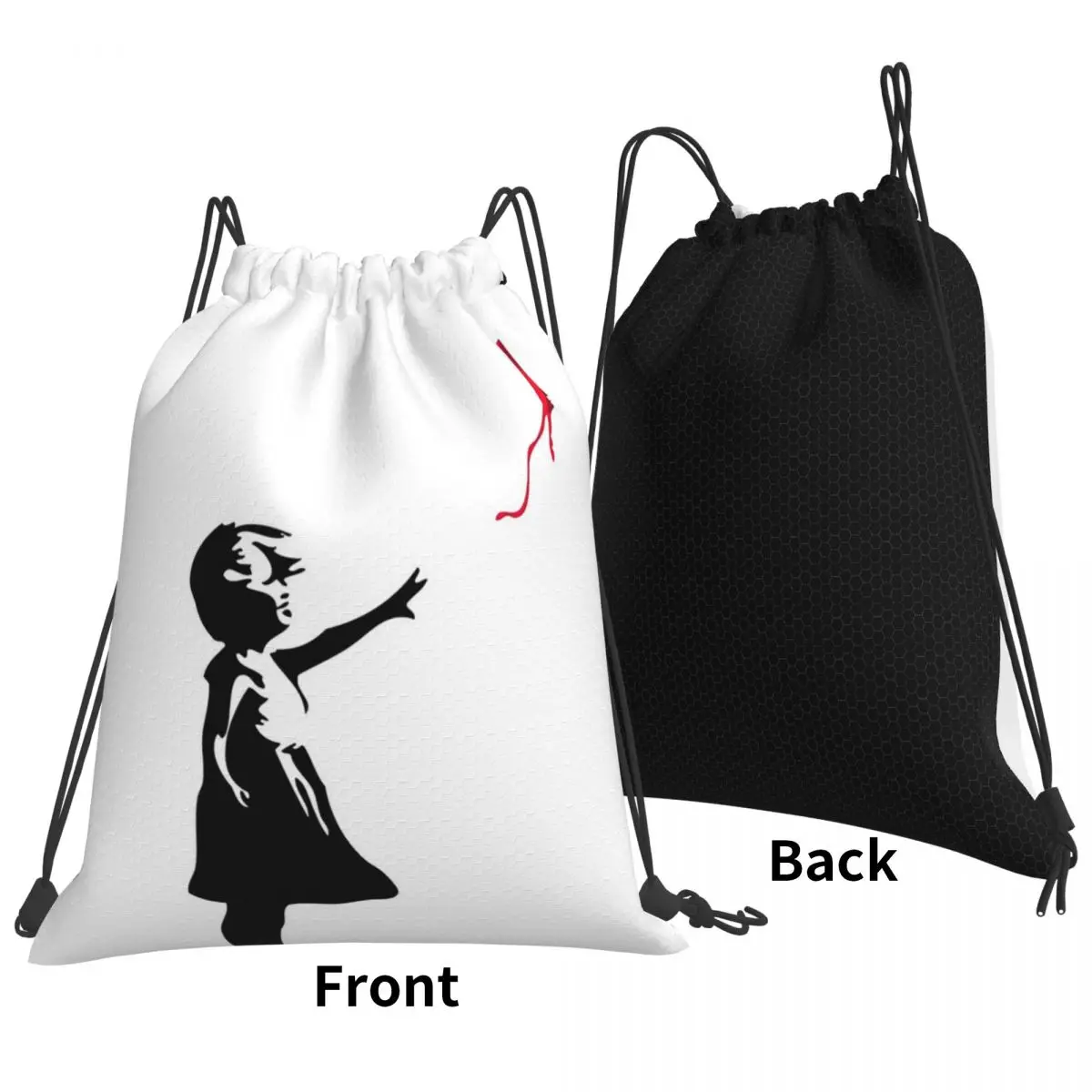

Ethereum X Banksy Balloon Girl Backpacks Casual Portable Drawstring Bundle Pocket Sports Bag Book Bags For Travel Students