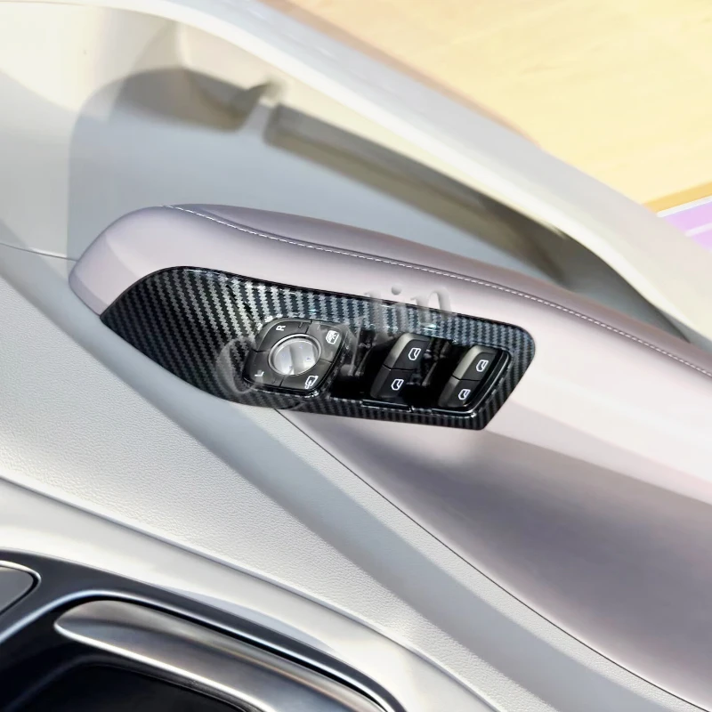 LHD ل MG 4 MG4 EV 2026 2027 ABS ألياف الكربون زجاج نافذة السيارة رفع التبديل لوحة أزرار غطاء الكسوة ملصق الملحقات الداخلية #1