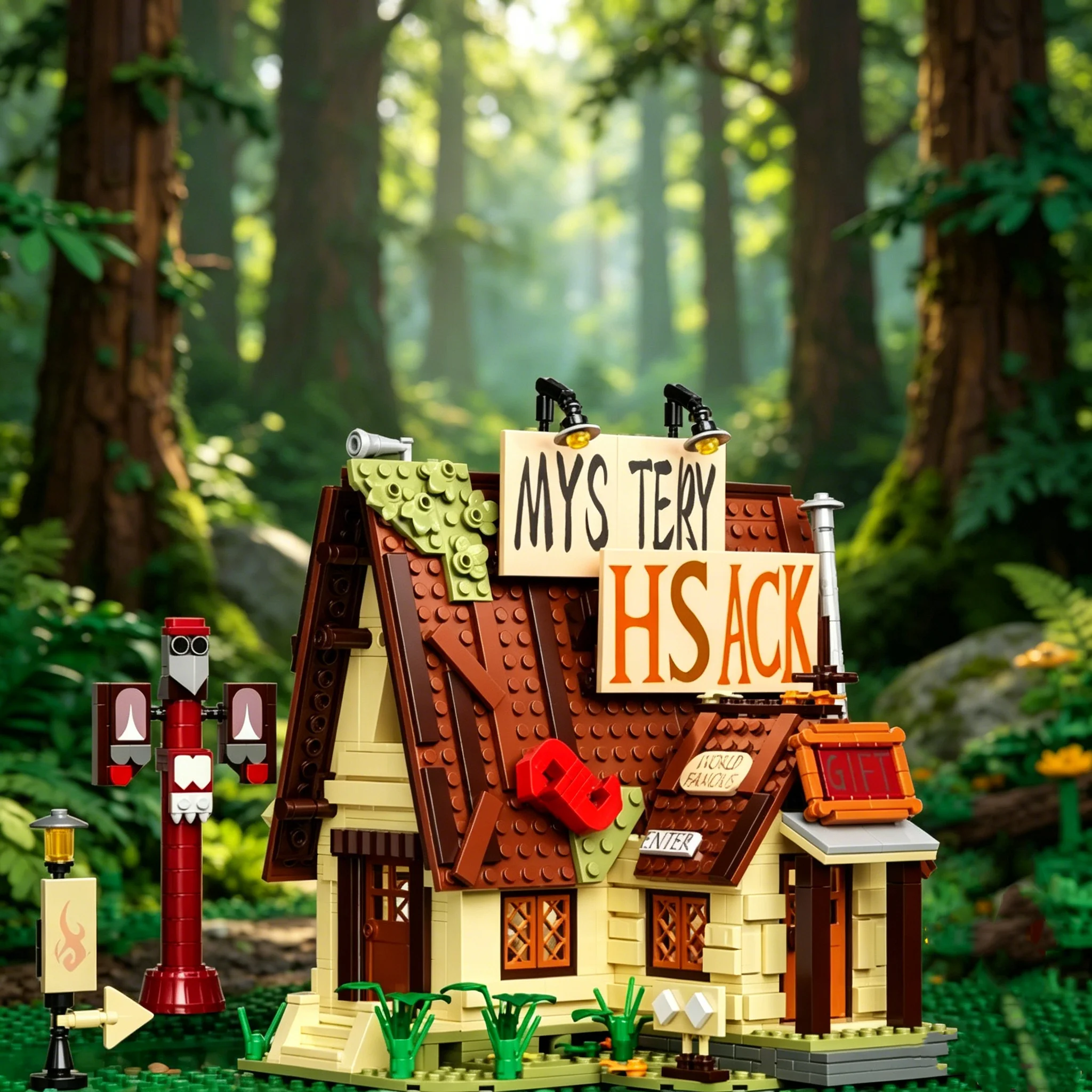 

1108PCS Forest Mystery Shack House Building Blocks Cartoon Cabin Model Bricks Desktop Ornament Teen Educational DIY Holiday Gift