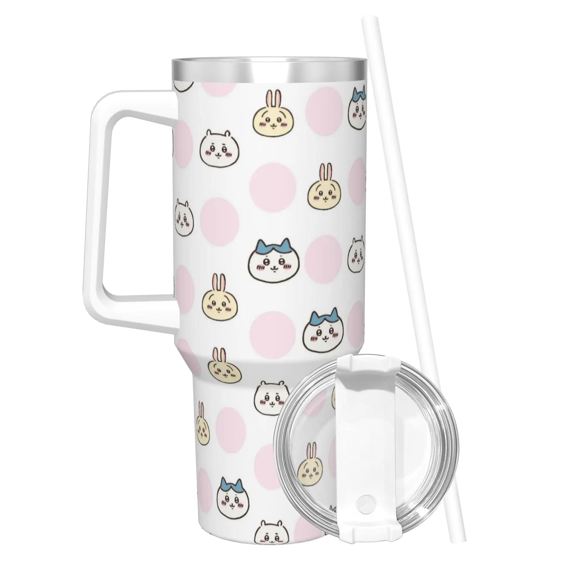 Stainless Steel Tumbler Chiikawas Hachiware Kawaii Japanese Anime Coffee Mug  Portable Cold Drink Car Mugs Travel Water Bottle