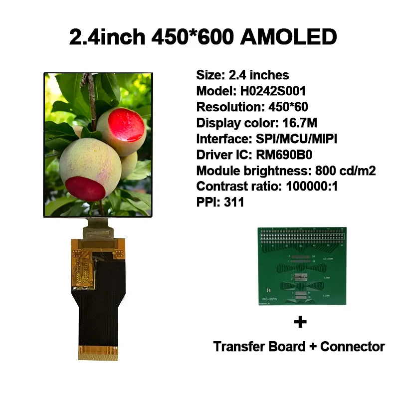 

2.4 inch 450x600 AMOLED Highlight Wide-temperature Endoscopic Thermal Imager Infrared Imager Screen at Minus 40 Degrees Celsius