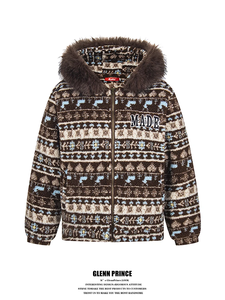 

Мужская зимняя куртка GPstudio в американском ретро-стиле с капюшоном, утепленная натуральным мехом ягненка, хлопковая, повседневная, свободного кроя, для молодежи