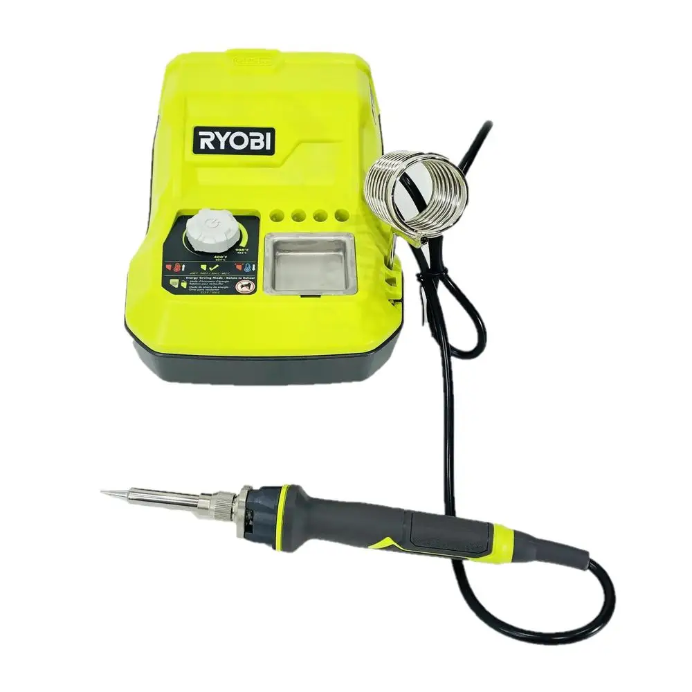 Hybrid Soldering Station Tool 18V Battery Cordless Temperature Control 900°F Iron Holder Fine Point Tip Chisel Tip Cleaning