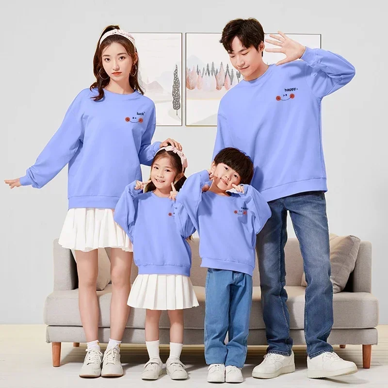 Mom Baby Matching Family Outfits Dad Son Sweatshirts Letters Printed Shirts Winter Mother Daughter Kids Tops Couple Pullovers