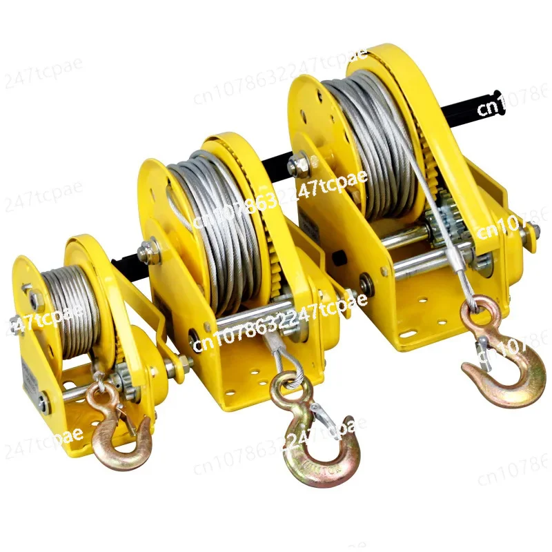 1200 Pounds 10m Wirerope Hand Operated Winch Manual Traction Hoist Winch Crane Bidirectional Self-locking Small Portable Winch