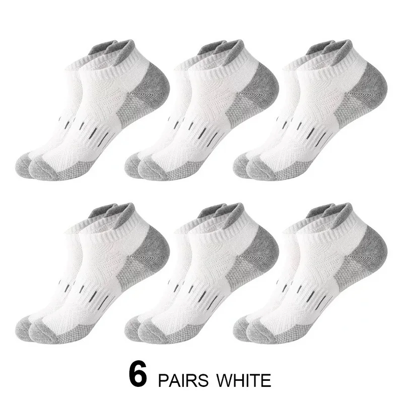 

6 Pairs Men Marathon Running Socks Comfortable Sweat Absorbing Breathable Wear-Resistant Mesh Football Basketball Sports Socks