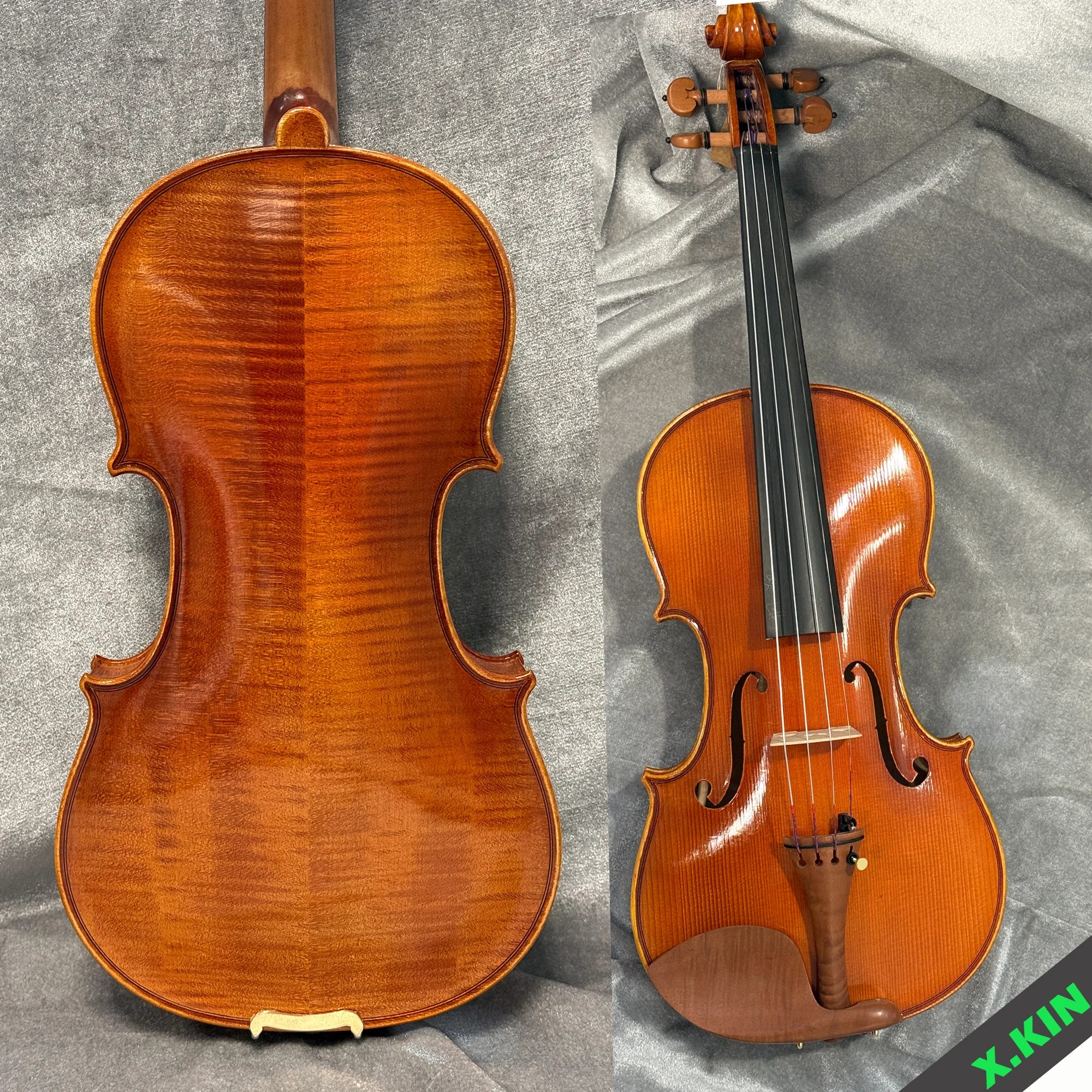 

Скрипка 4/4, итальянский красный стиль, изготовленная из отборной европейской древесины, выдержанной в воздухе более 10 лет, с фурнитурой из палисандра, яркий и нежный звук.