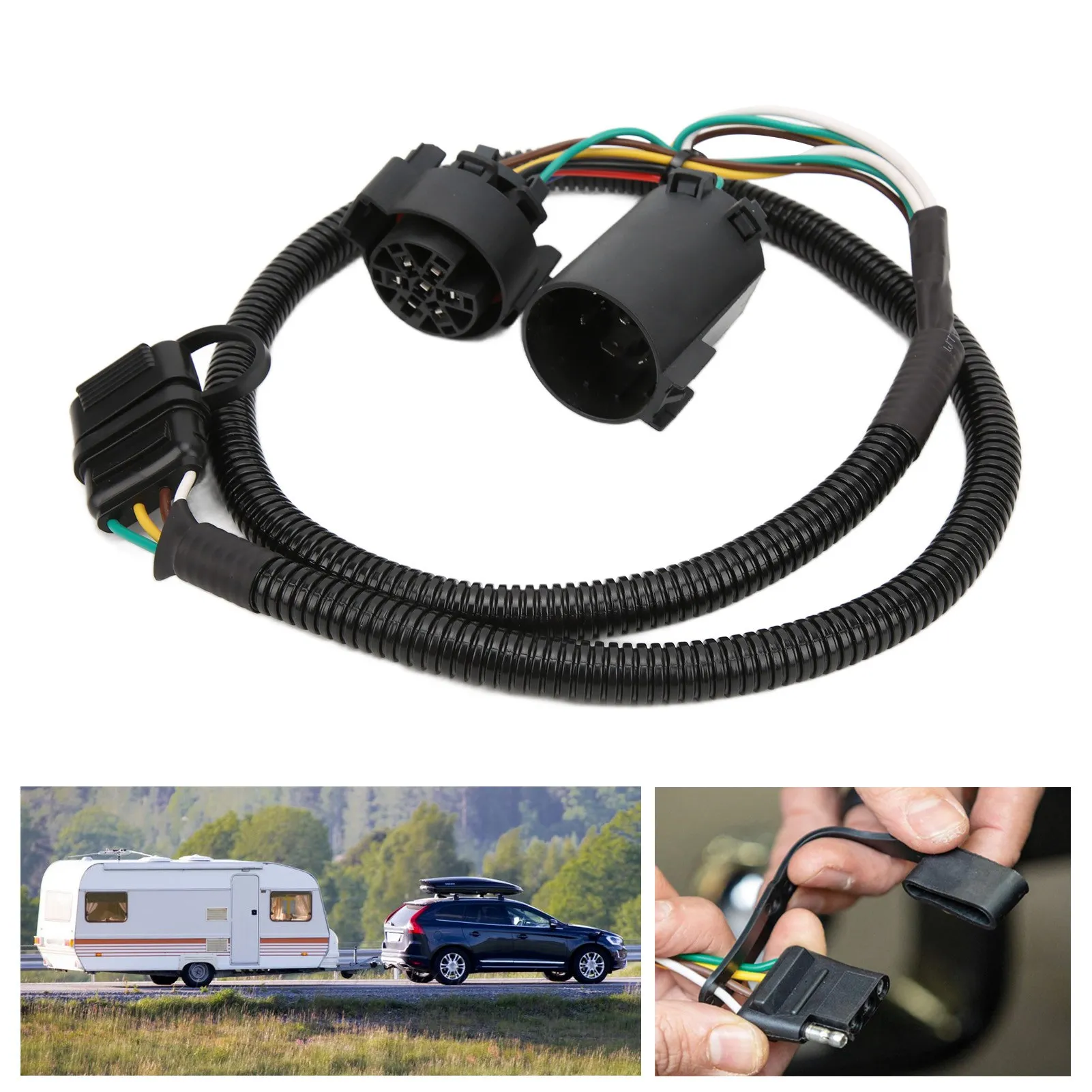 

3,6-футовый 4-контактный удлинитель жгута проводов прицепа, автомобильная боковая грузовая кровать с 7-контактным разъемом, тип США