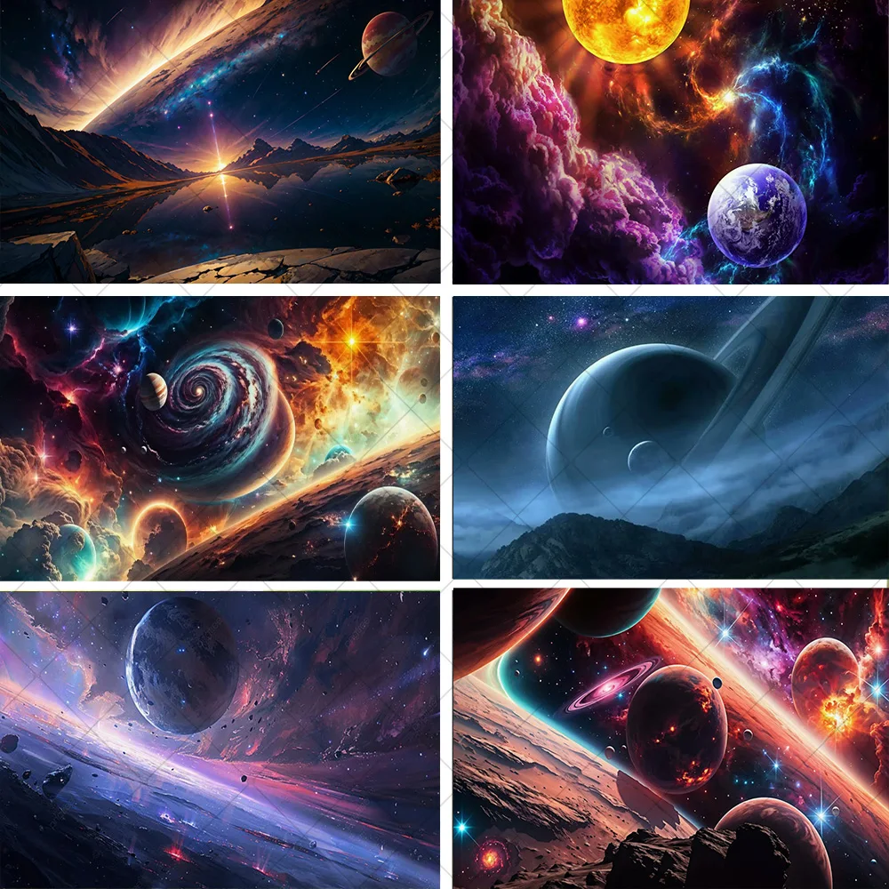 

Universe Space Theme Birthday Party Decoration Planet Photography Background Baby Shower Supplies Backdrop Props Banner Gifts ﻿