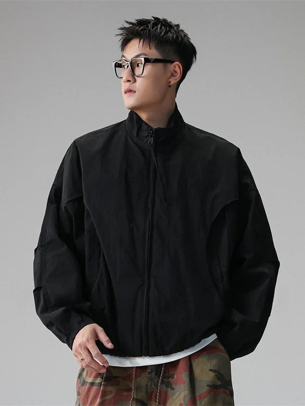American Style Premium Short Sleeve Pilot Jacket Men Loose Fit Heavyweight Casual Outerwear Trendy Knife Sleeve