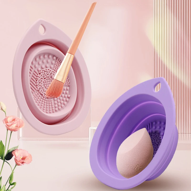 

Silicone Makeup Brush Cleaner Foldable Powder Puff Brushes Cleaning Bowl Eyeshadow Brushes Washing Beauty Tools Scrubber Bowl