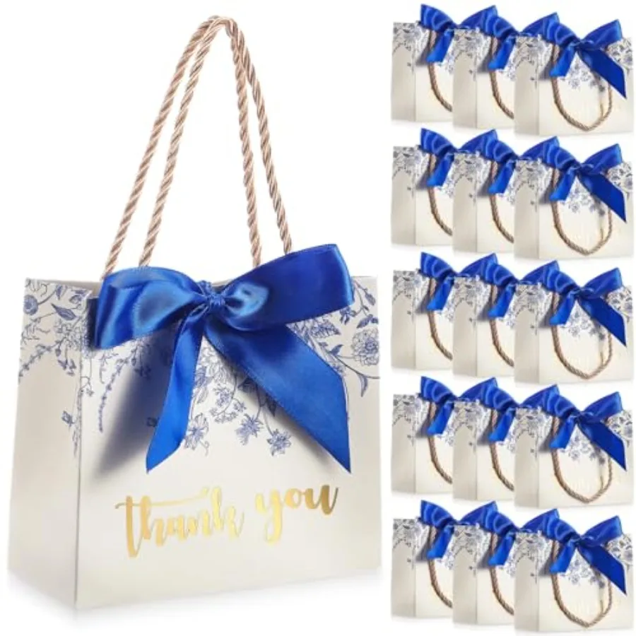 

40 Pack Wildflower Thank You Gift Bags with Handles Small Thank You Party Favor Bags with Bow Wedding Welcome Tote for Wedding