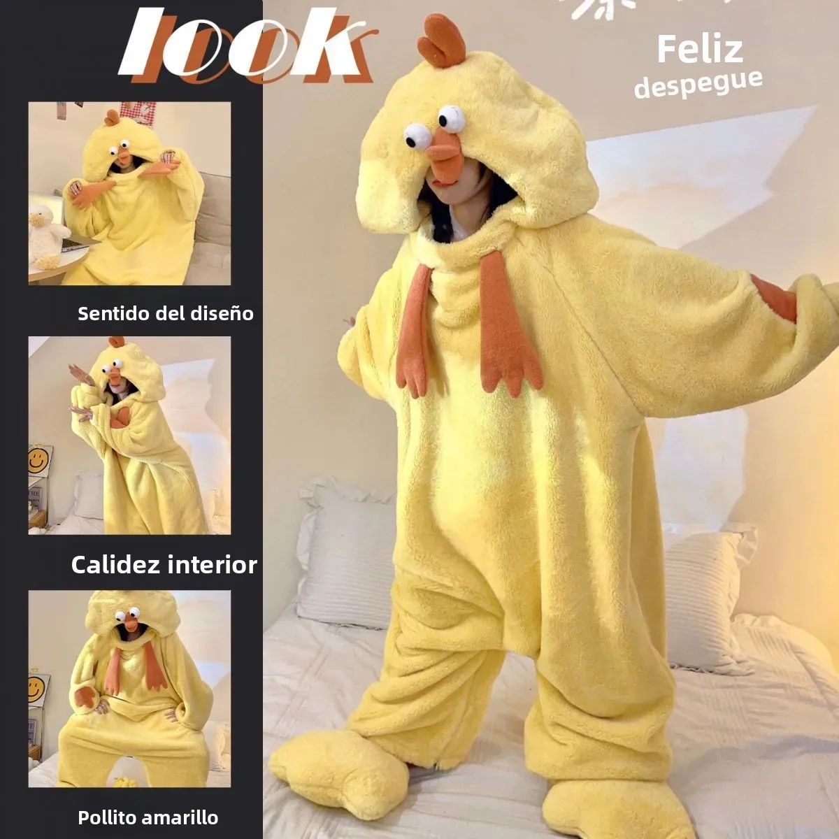Pijamas de Forro Polar Coral Grueso para Parejas, Ropa de Dormir Tipo Mono, Ropa de Casa para Hombre y Mujer, Estilo Cálido de Dibujos Animados, Ropa de Casa para Otoño e Invierno