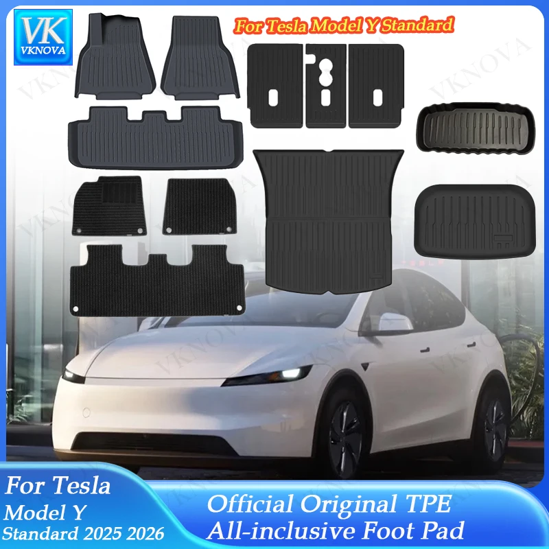 

Для новой Tesla Model Y Standard 2025 2026+ всепогодные коврики из TPE для пола и багажника, включая коврики для сидений и спинок сидений