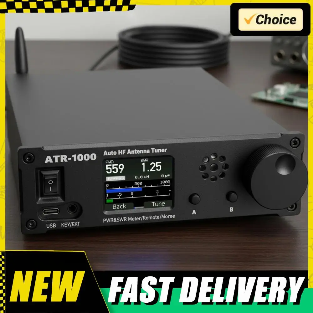 AMNVOLT ATR1000 1000W 자동 안테나 튜너 1.8-30MHz HF 단파 라디오 튜너 WiFi 리모컨 포함 YAESU ICOM용