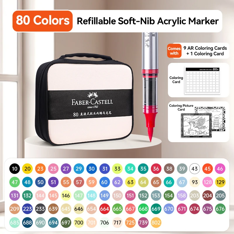 

Набор акриловых маркеров для кистей, автоматическая система управления чернилами, набор художественных маркеров для манги, граффити, художественные школьные принадлежности, 24/80 цветов