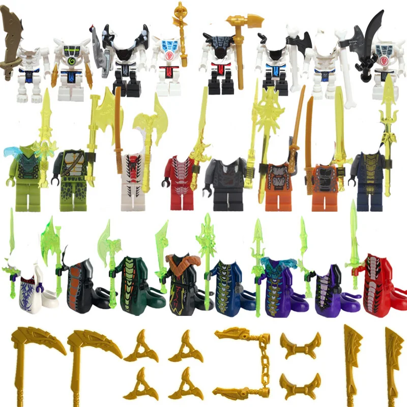 Blocos de Montar DIY: Bonecos Ninja MOC, Lloyd, Lord Garmadon, Mr. Skull, Wizard Moro, Omega Chokun - Brinquedos de Anime para Crianças