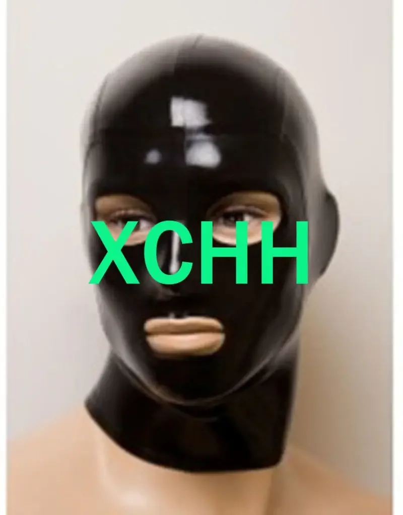 Pure 100% Natural Latex Man Mask Hood with Open Nose Holes and Mouth Cosplay Costumes