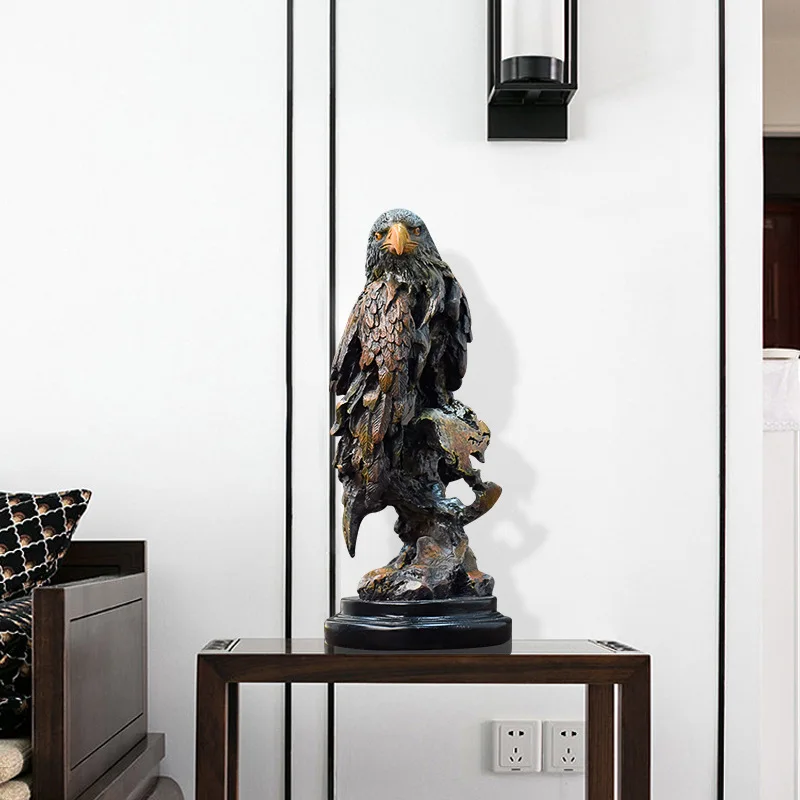 Resin Handicraft Golden Bird Eagle Artificial Animal Sculpture Golden Eagle Statue Falcon Decorative Figurines Home Decoration view 4
