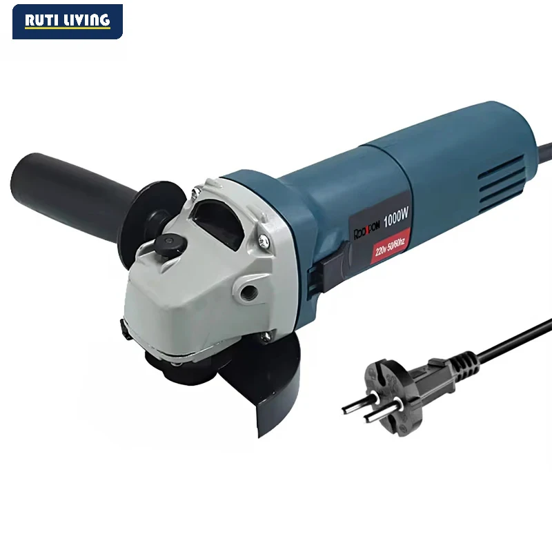 RUTI 1000W Electric Angle Grinder 220V Corded Grinder Machine 6 Speeds 100/125mm Electric Grinding Cutting Polishing Power Tools