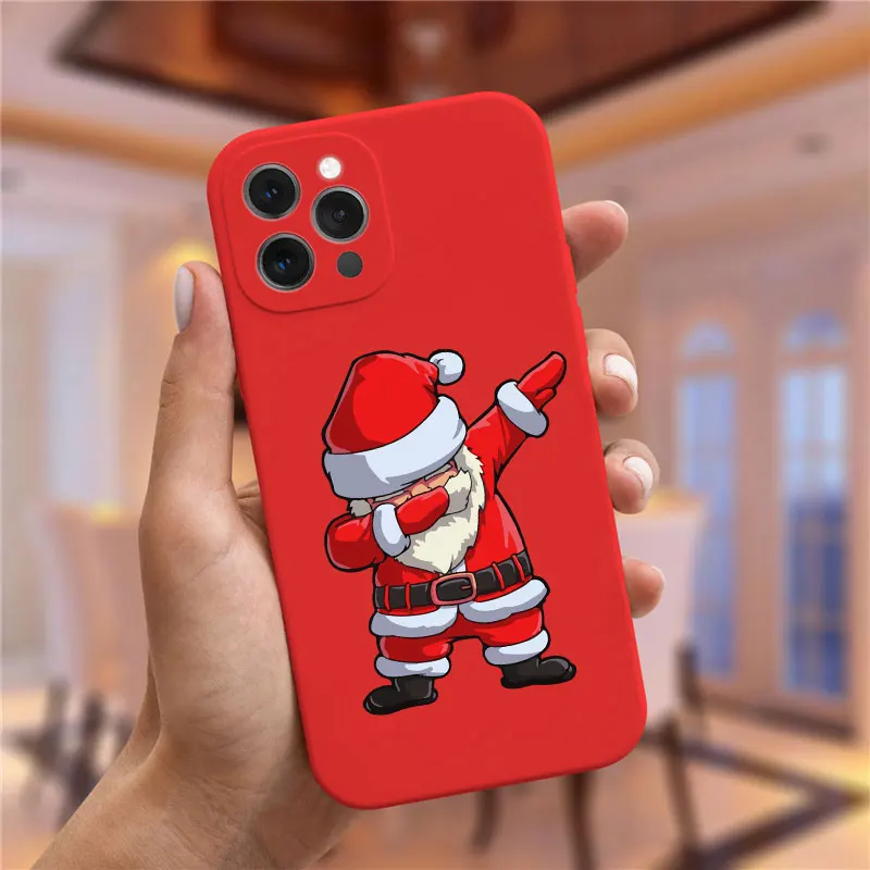 Christmas New Year Gift Santa Claus Christmas elk Red Phone Case For iPhone 14 11 12 13 Pro Max Mini XS XR 8 7 Plus Cover Fundas