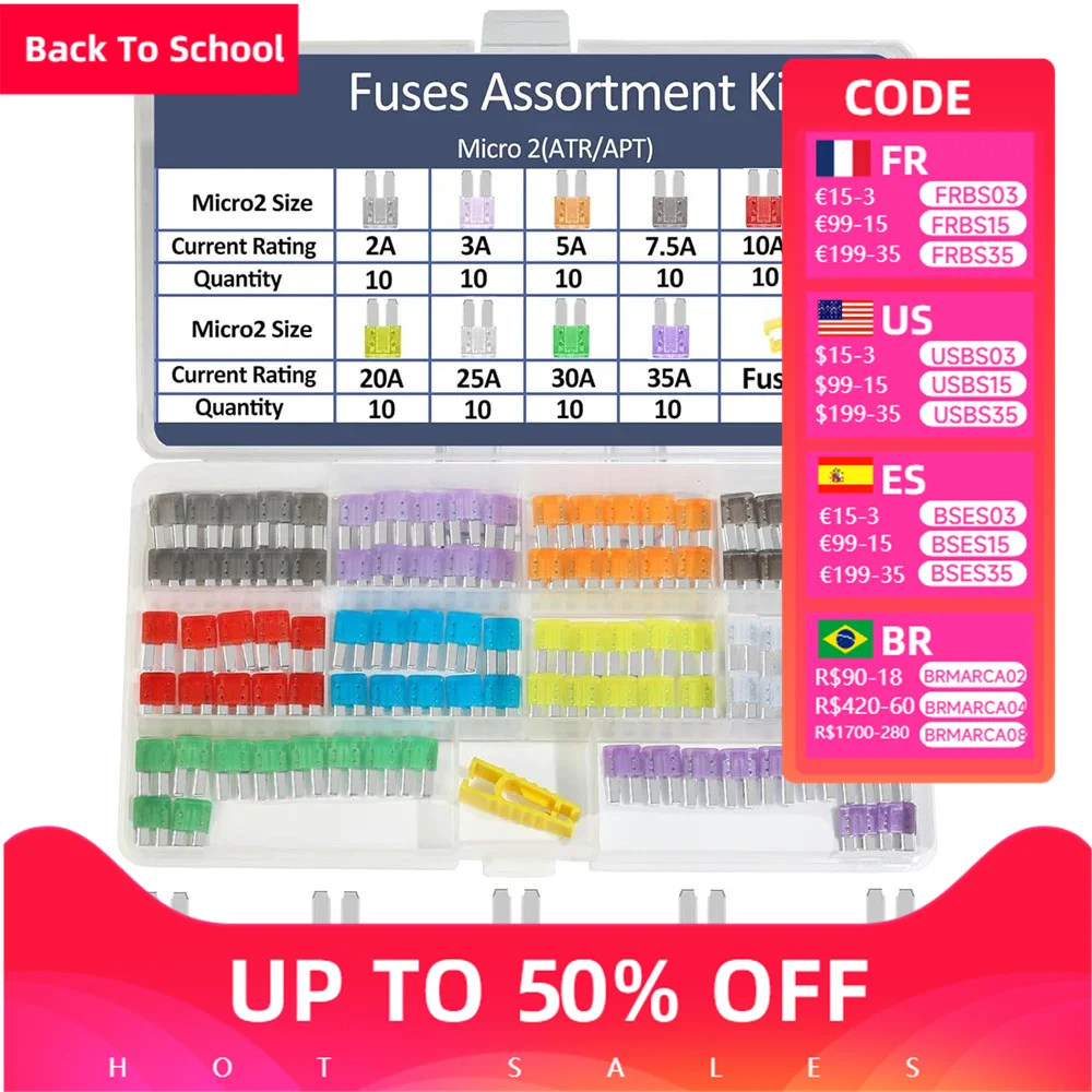

100 шт. Micro 2 лезвия предохранителя ATR/APT Micro2 предохранитель ATR/APT лезвие предохранителя 2A-35A комплект сменных предохранителей для лодок, грузовиков, внедорожников