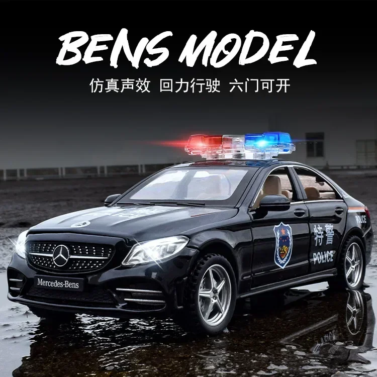 1:32 Mercedes-Benz C260 police car High Simulation Diecast Car Metal Alloy Model Car Children\'s toys collection gifts