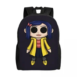 Niestandardowa lalka koralina Chibi Horror Movie plecak dla kobiet mężczyzn szkoła studenci Bookbag pasuje do 15-calowych toreb na laptopa