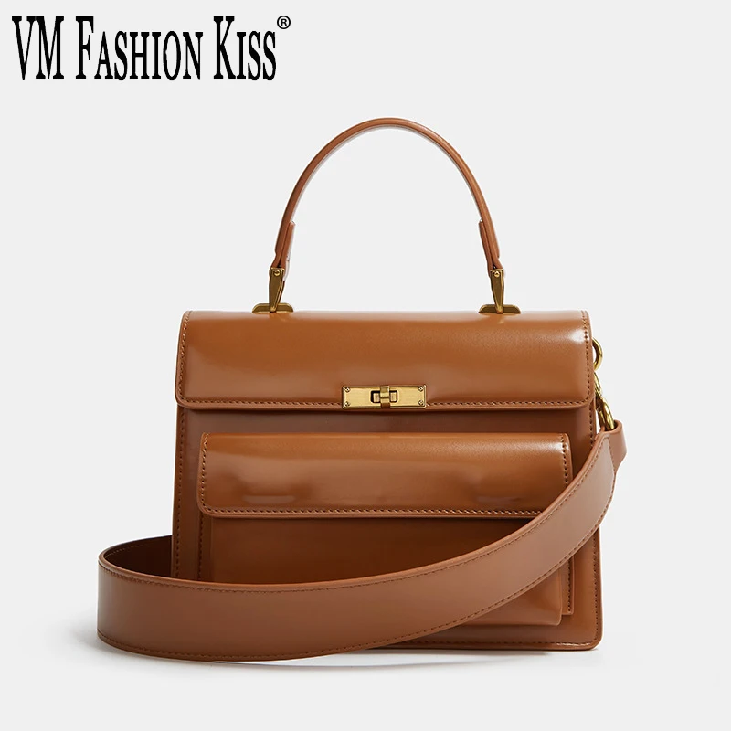 VM FASHION KISS 2023 Spring Summer Trend Solid Women's Bag Split Leather Shoulder Bag Bolsa Feminina Messenger Women Handbag