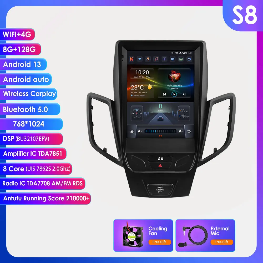 Hizpo 8Core DSP Auto Multimedia Speler voor Ford Fiesta MK7 2009-2016 Carplay 4G Autoradio RDS GPS WiFi AI Intelligente Systemen