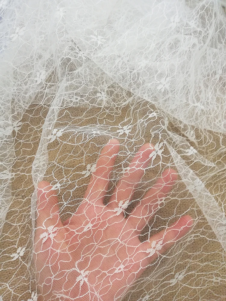 14 Styles can choose off white embroidered jacquard tulle fabric for  wedding dress french prom skirt sewing mesh cloth