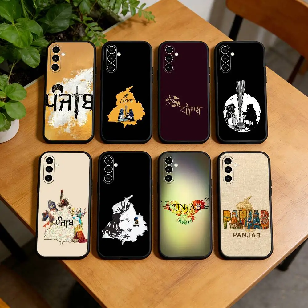 ART P-Punjab Map  Phone Case Black Silicone Soft For Samsung Galaxy A73,A72,A71,A70,A53,A52,A51