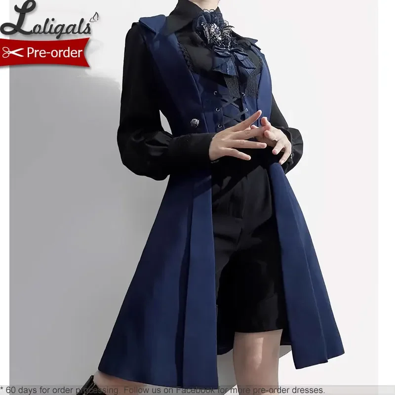 

Retro Ouji Lolita Vest Boy Style Vintage Medieval Cool Long Sleeveless Blazer by Princess Chronicles ~ Night of Rounds