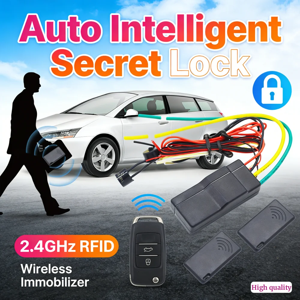 

12V Car Immobilizer Anti-Hijacking 2.4GHz RFID Wireless Car Engine Lock Wireless Immobilizer Auto Hidden Lock Immobilizer Device