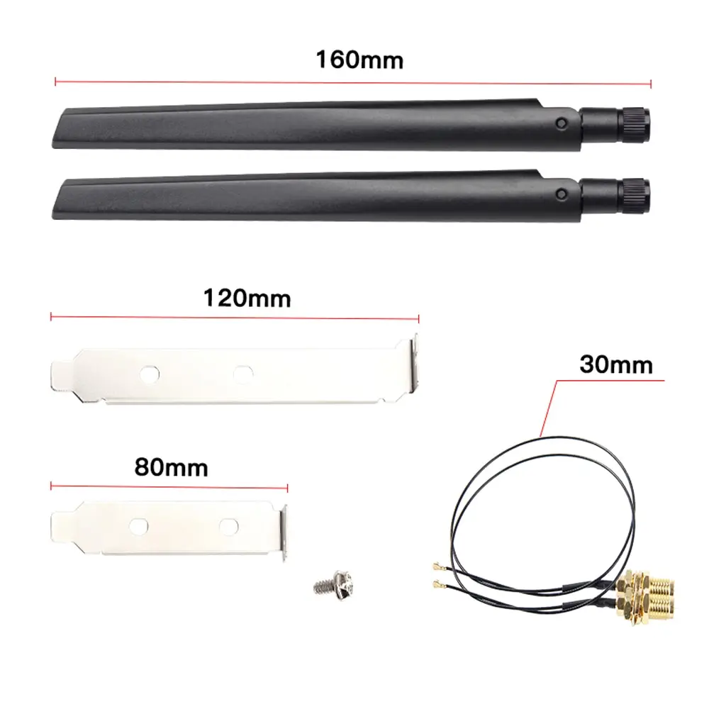 FENVI 2PcsX6Dbi Antenna Set AX210 NGFF M.2 WiFi Card 2.4/5GHz Dual Band MHF4 Extension Cable To WiFi RP-SMA For AX210/AX200/9260