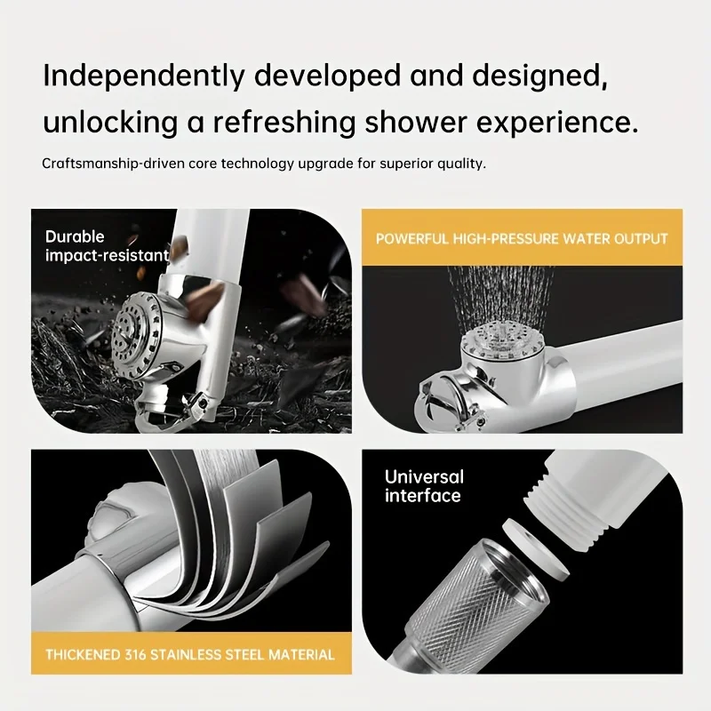 Handbrause aus Edelstahl für Wohnmobil, Boot, Hochdruck, wassersparendes Spray, Wohnmobil, Wohnwagen, Marine, Außendusche