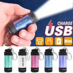 Mini Keychain Torches Light USB Rechargeable Portable LED Light Flashlight Waterproof Outdoor Camping Hiking Torch Lamp Lantern